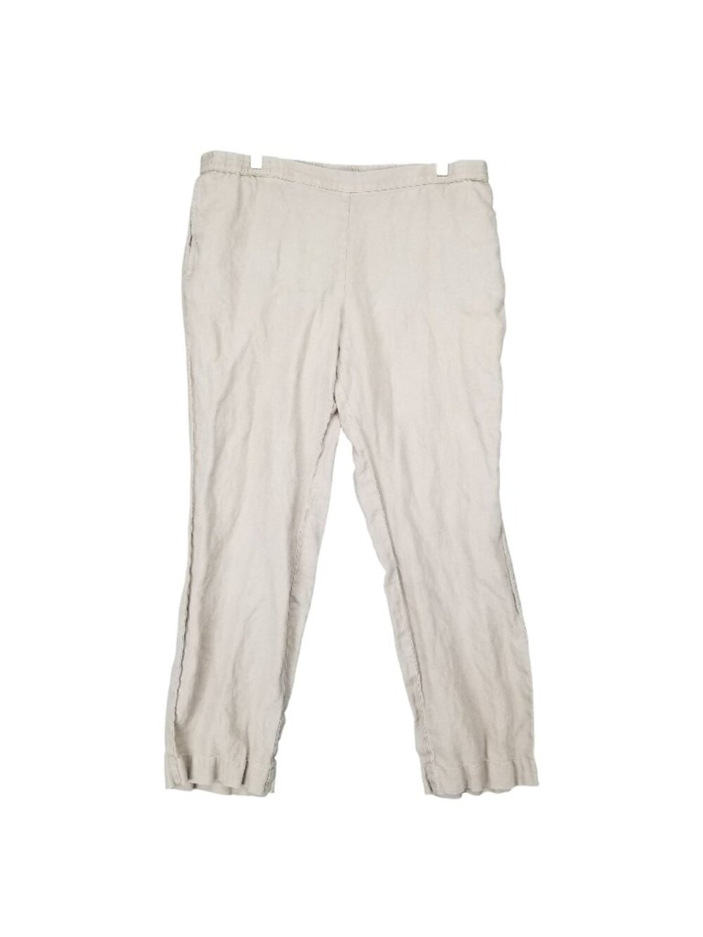 J. Jill Pants Womens Medium Petite Tan 100% Linen High Rise Side Pockets